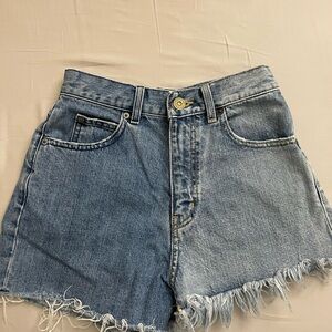 Moussy Blue Frayed Jean Shorts